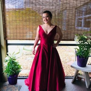 Dark Red Long Prom Dress Size 10